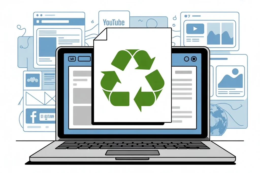 grafika recyklingu na tle laptopa