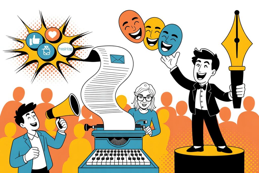 komiksowa grafika definiująca tone of voice