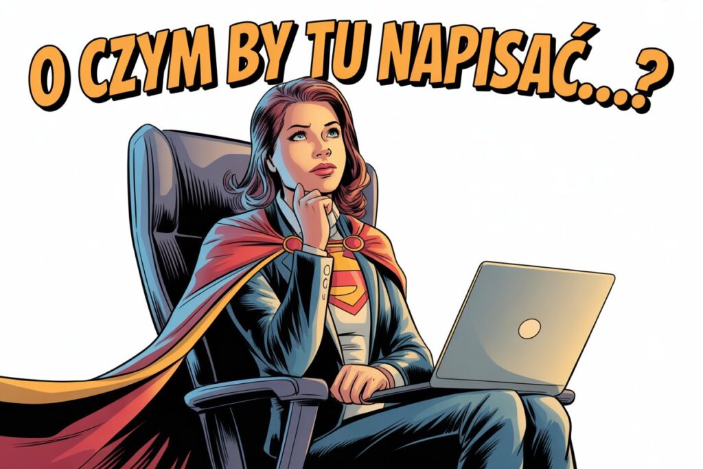 Superbohaterka zastanawia się, o czym pisać na blogu