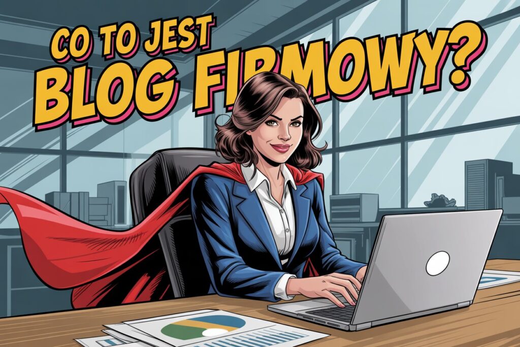 superbohaterka pisząca blog firmowy