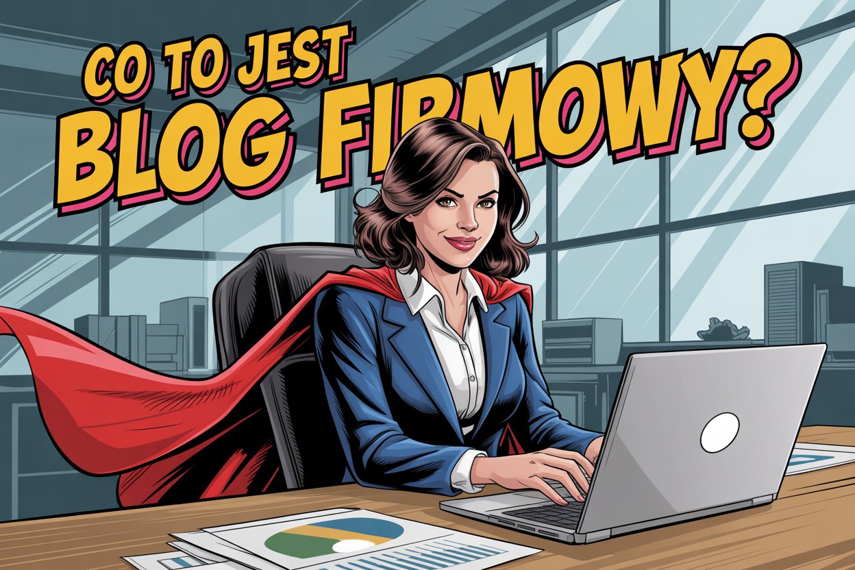 superbohaterka pisząca blog firmowy